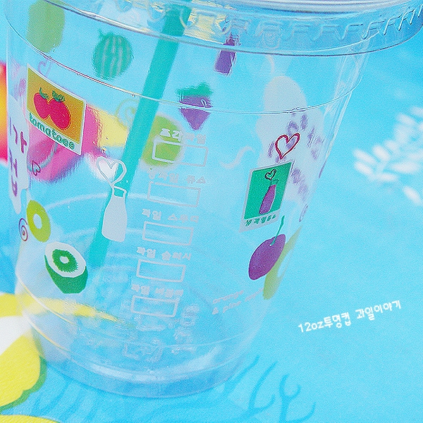 PS투명컵 12oz 92*58*100mm (과일이야기/돔뚜껑)